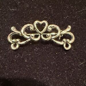 Silver Toned Heart Brooch